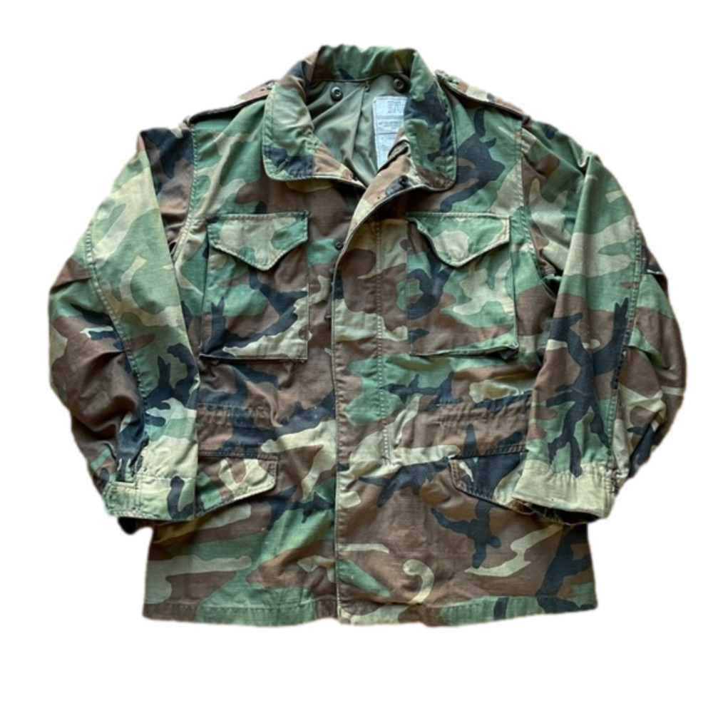 VINTAGE Military Field Utility Cold Weather WW2 Woodland Camo Coat Jacket